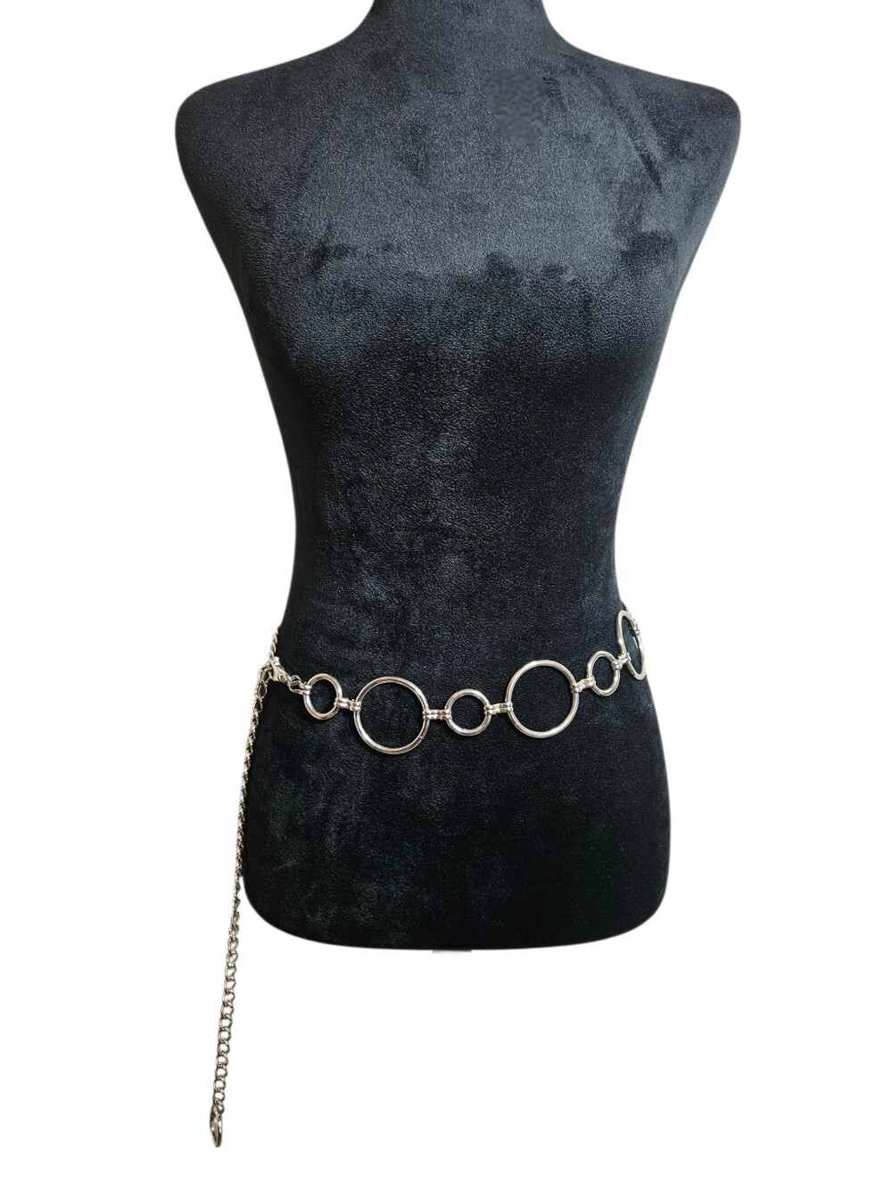 Y2K Women's Silver Circle Link Chain Waist Belt  One Size